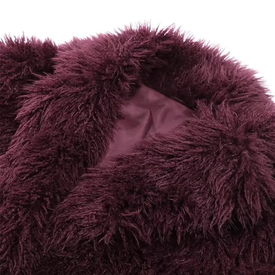 Kylie - Velvet Rose Faux Fur Coat